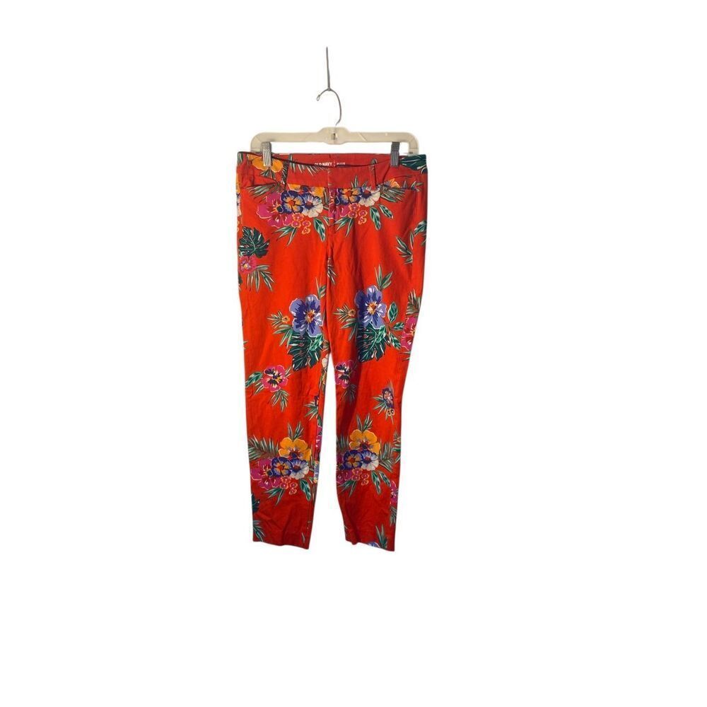 Old Navy pixie stretch, floral, tropical, print red pants, 10